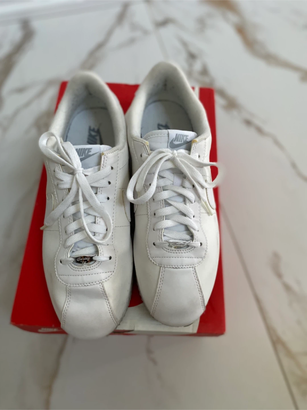 Nike Cortez Basic Leather White Shoes - Size 9.5