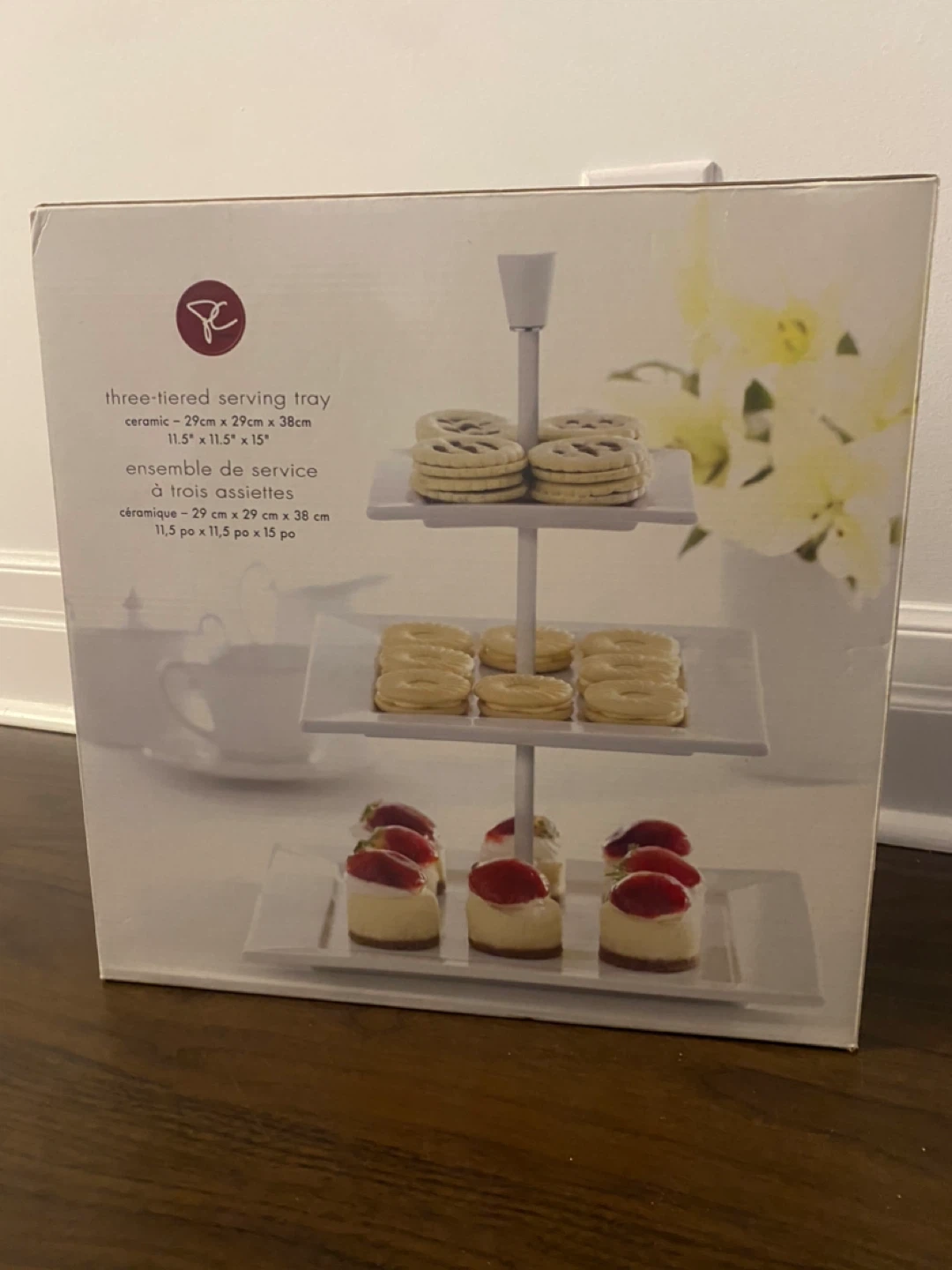 Three-Tiered Serving Tray - Ceramic 11.5"x11.5"x15"