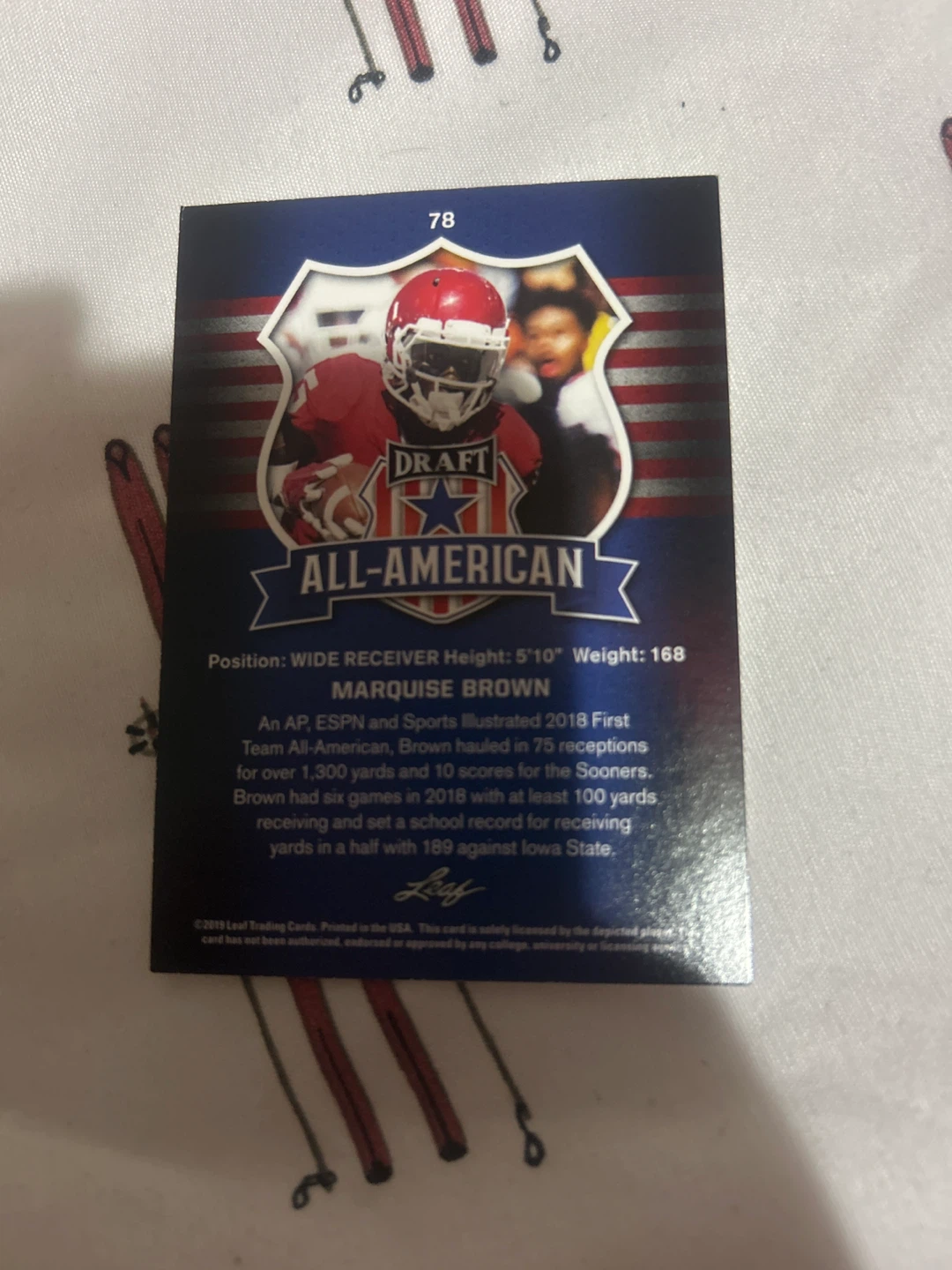 Marquise Brown All-American Draft Trading Card - photo 2