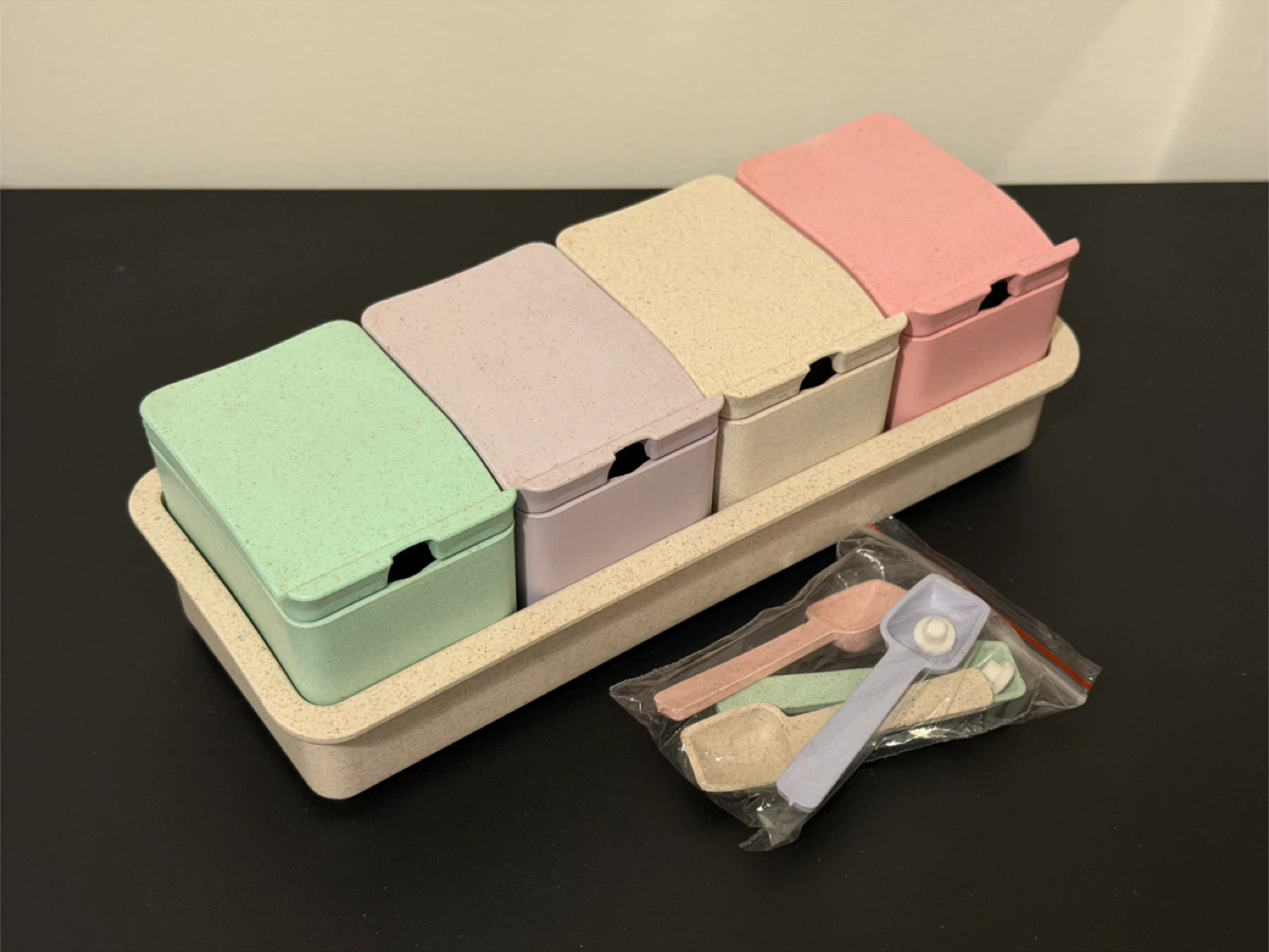 Pastel Condiment Container Set with Spoons