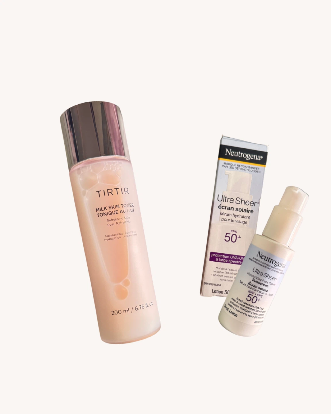 TIRTIR Milk Skin Toner & Neutrogena Sunscreen