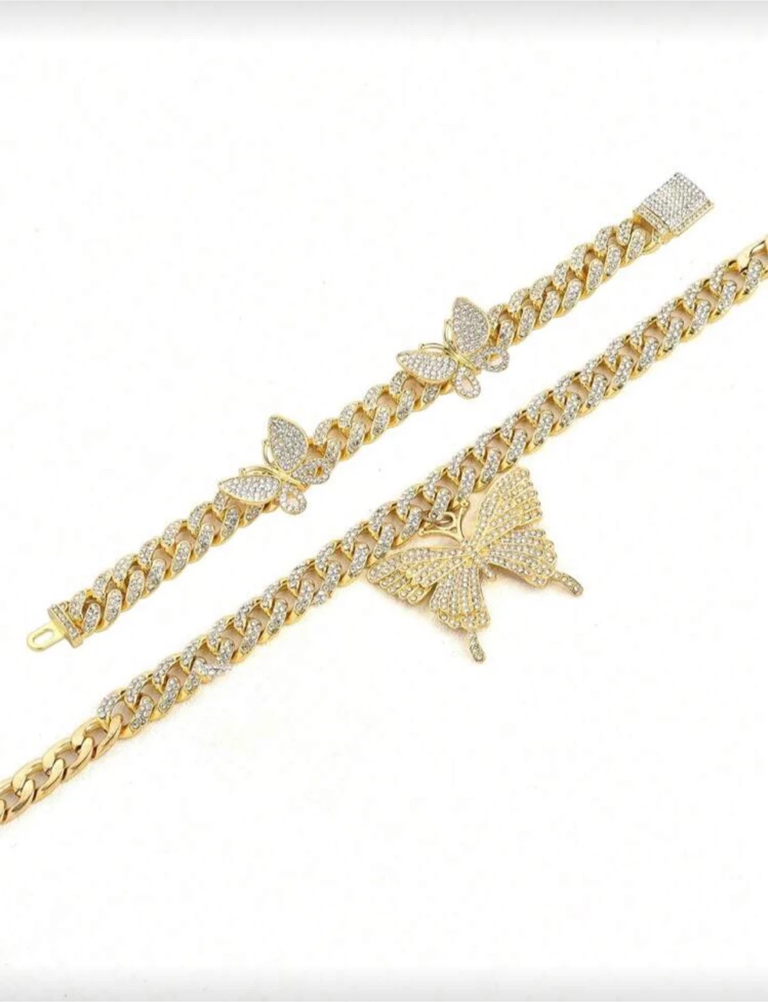 Gold Butterfly Chain Necklace & Bracelet Set - photo 2