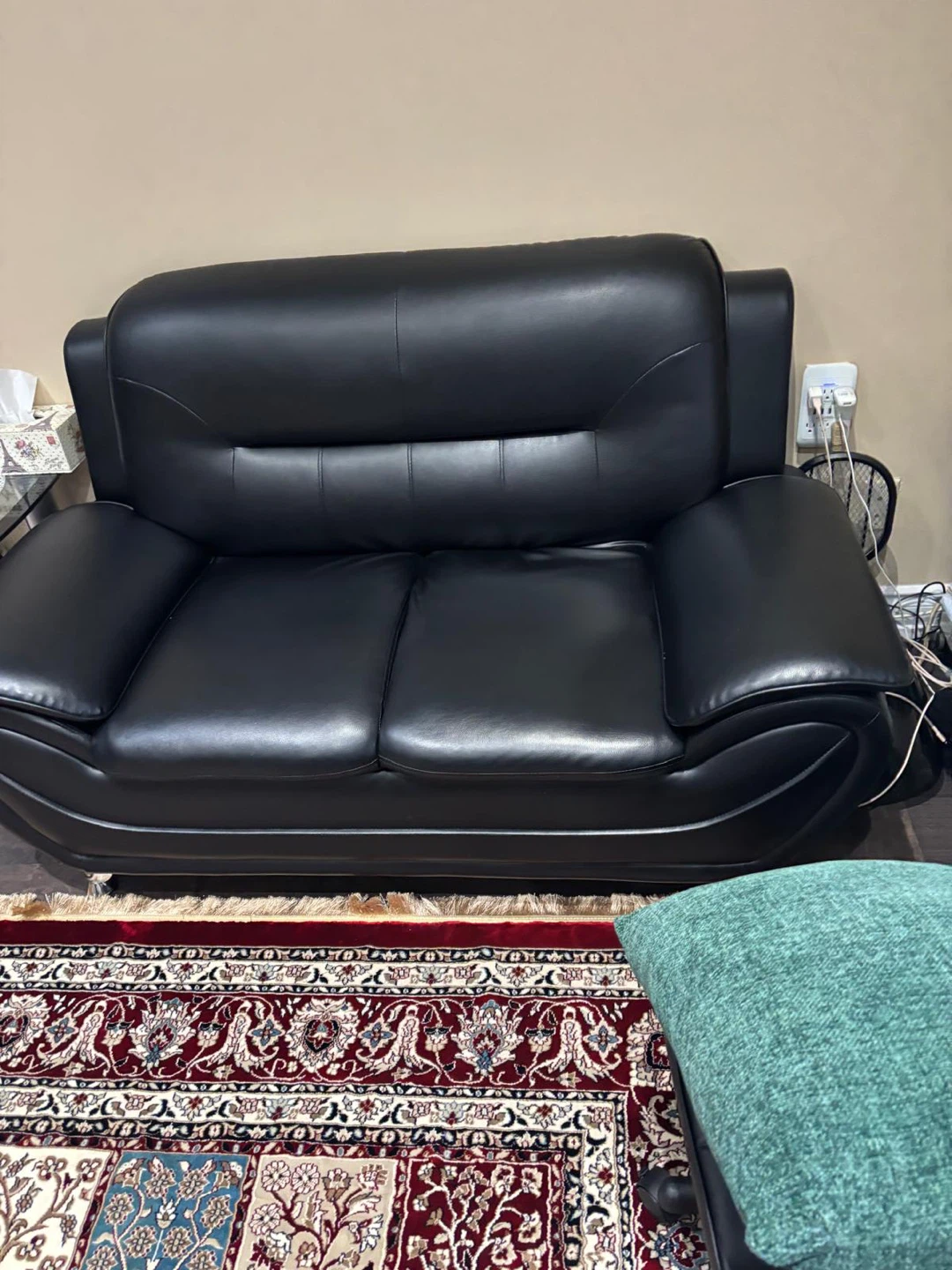 Black Leather Sofa Set - photo 4