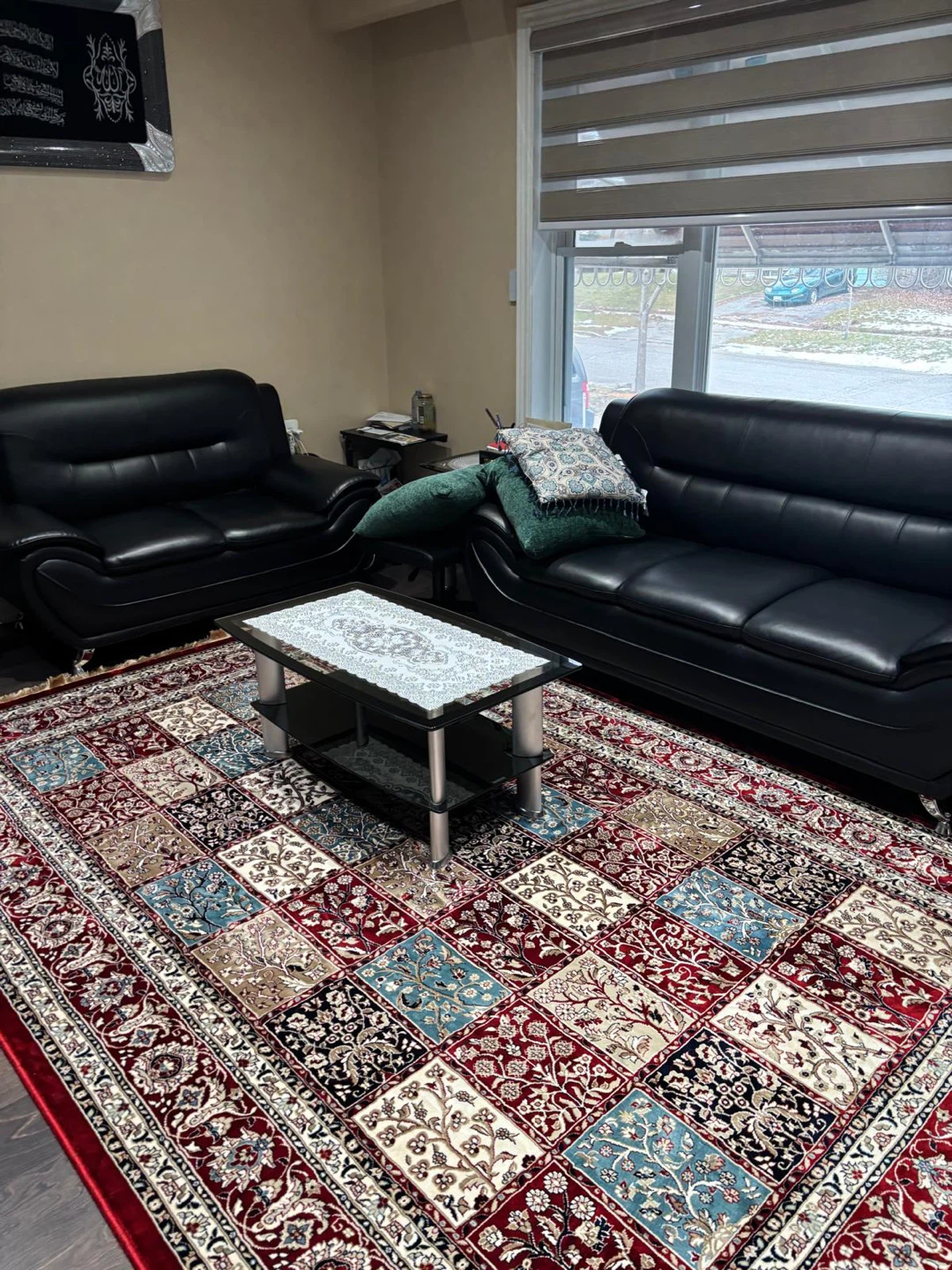 Black Leather Sofa Set