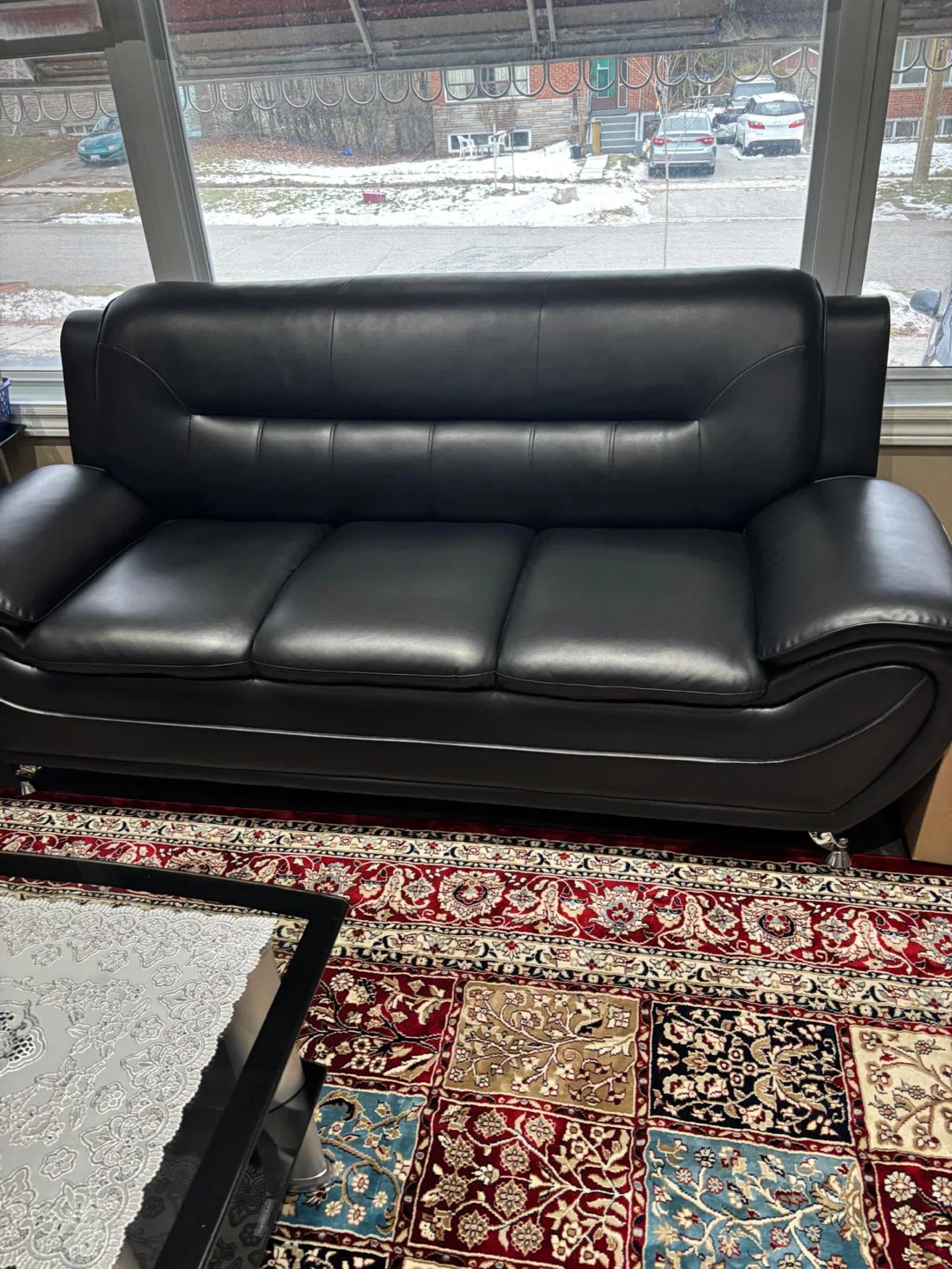 Black Leather Sofa Set - photo 5
