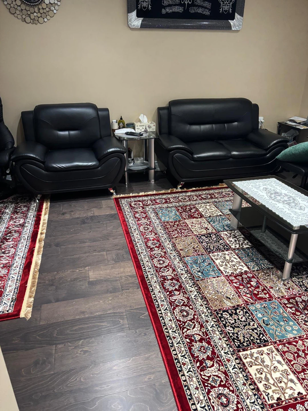 Black Leather Sofa Set - photo 2