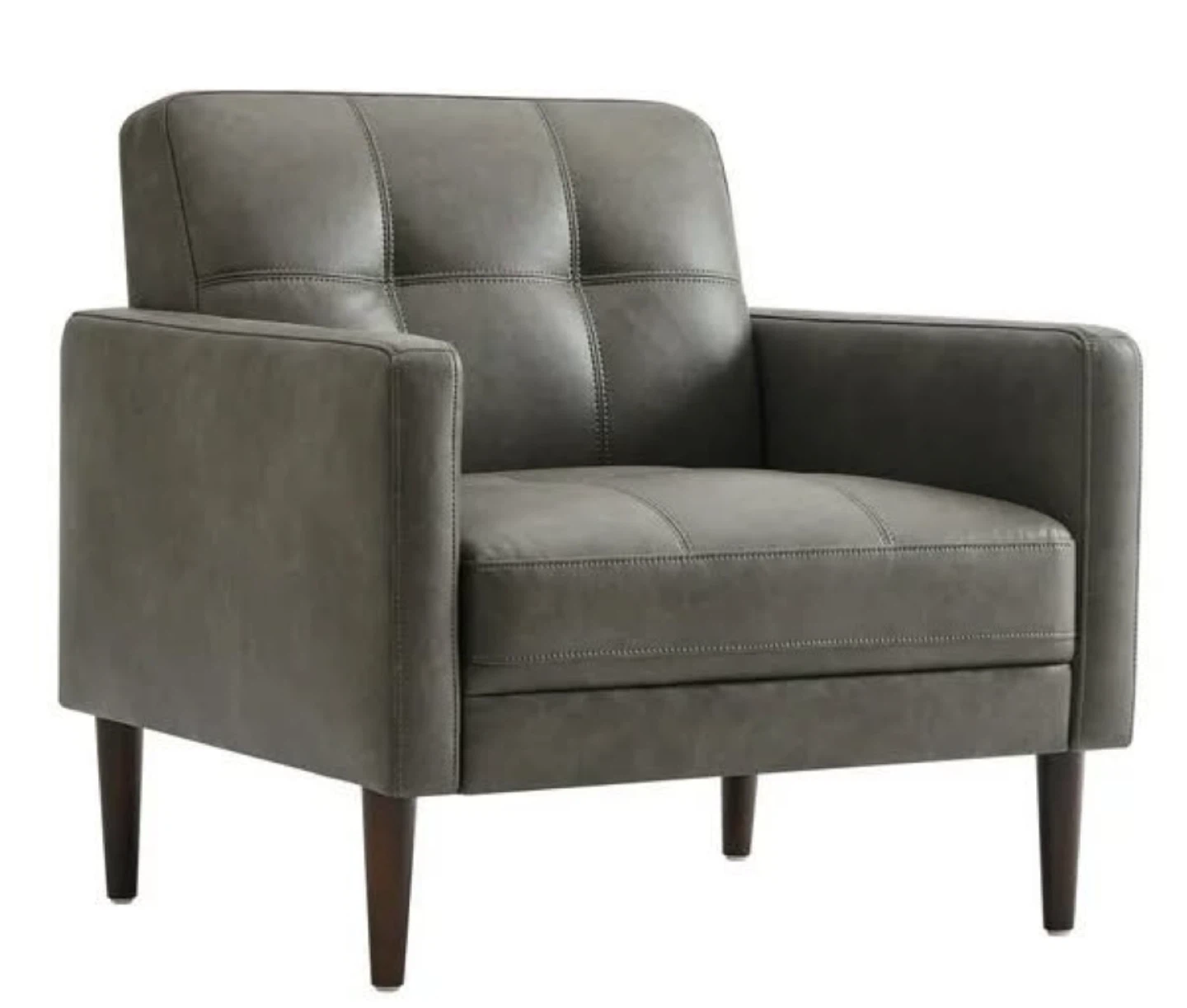 NEW IN BOX CHITA Mid-Century Sofa, Faux Leather, Gray