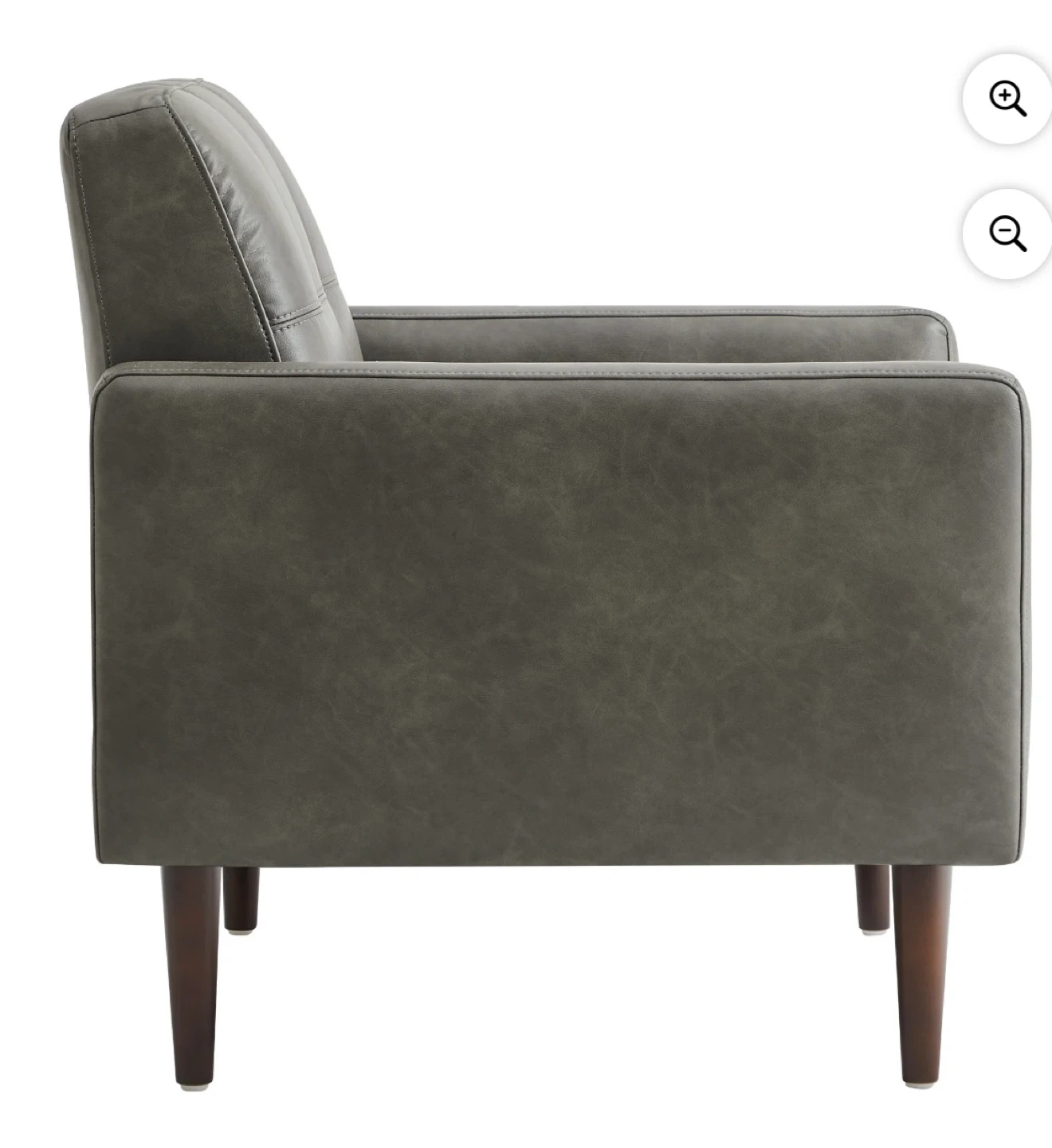 NEW IN BOX CHITA Mid-Century Sofa, Faux Leather, Gray - photo 3
