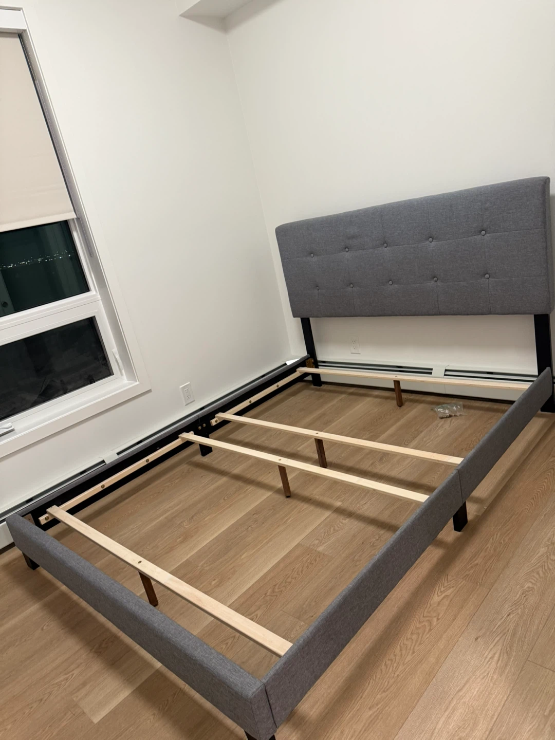 Queen Upholstered Platform Bed Frame - Grey