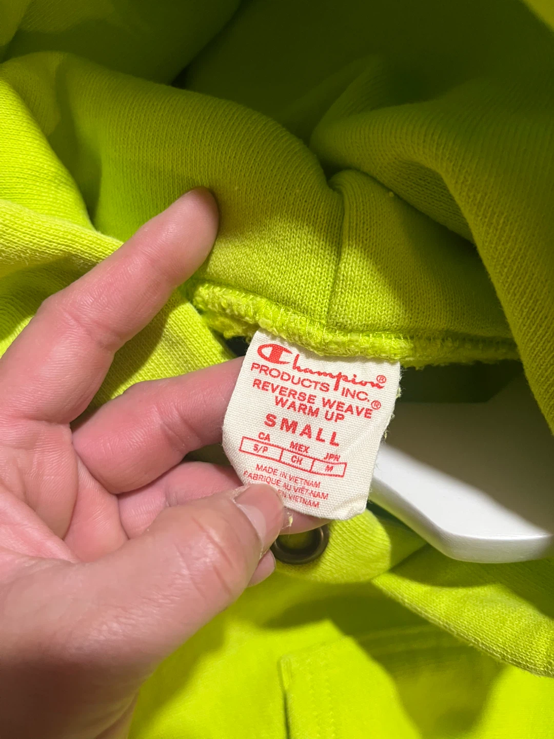 Champion Hoodie - Small, Neon Yellow