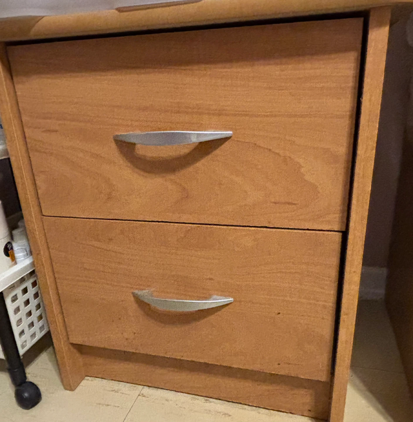 Wooden Nightstand with Two Drawers