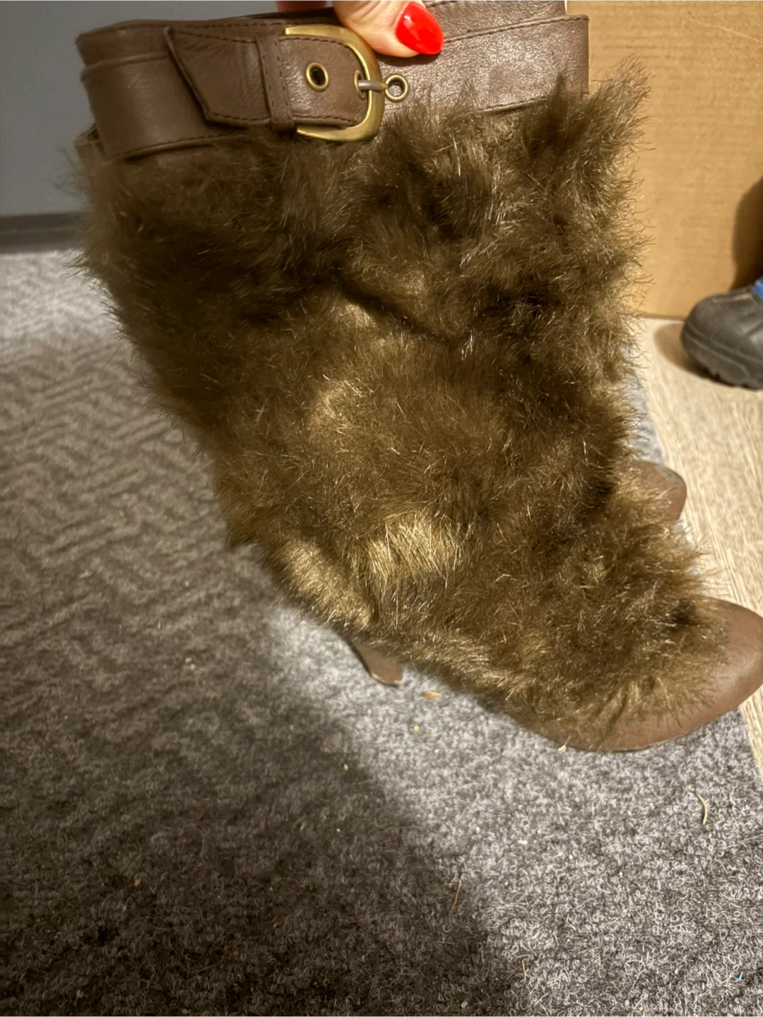 Circadeal Brown Fur Boots - Size 38