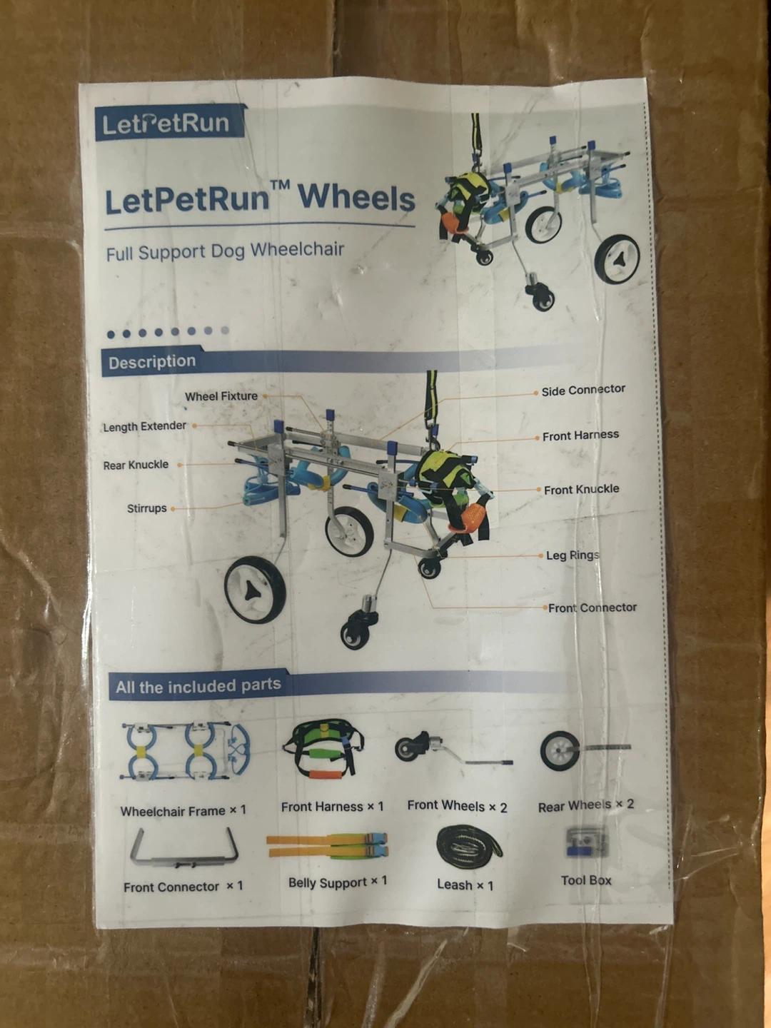 LetPetRun Full Support Dog Wheelchair