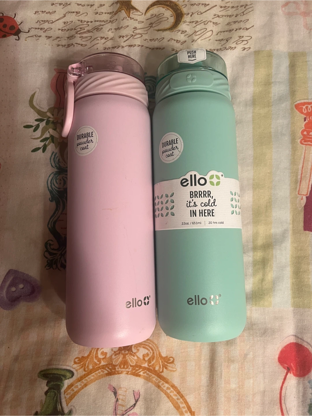 Ello 22oz Water Bottle - Pink & Green