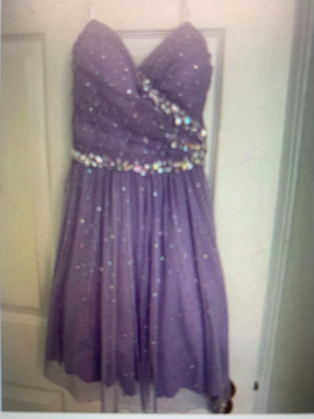 B DARLIN Purple Strapless Prom Dress