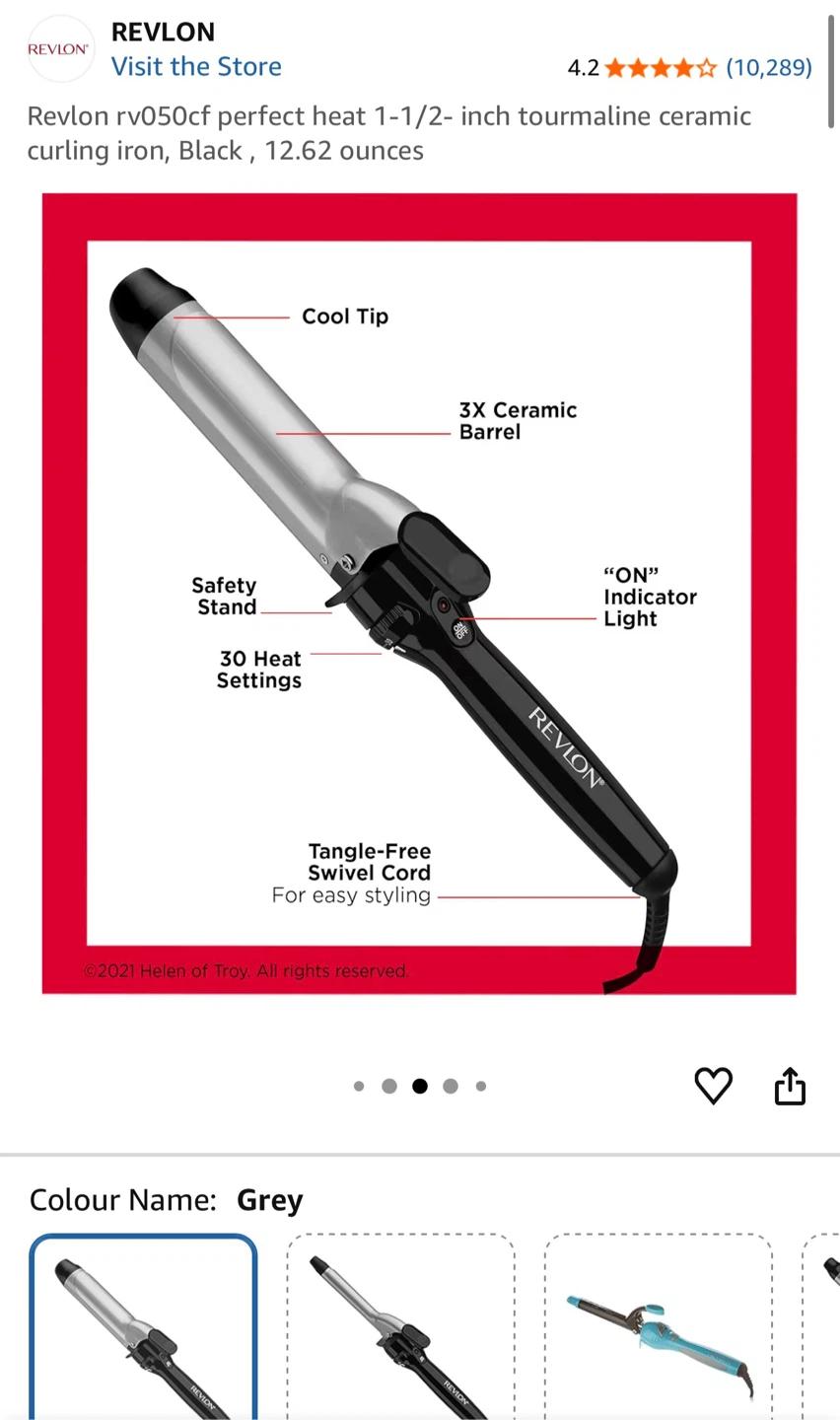 Revlon Perfect Heat 1 1/2-inch Curling Iron - Grey - photo 2