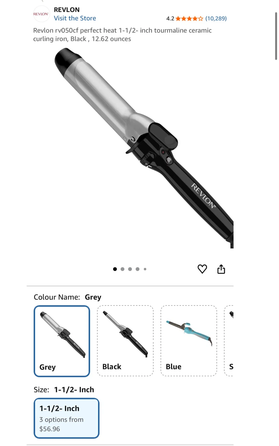 Revlon Perfect Heat 1 1/2-inch Curling Iron - Grey