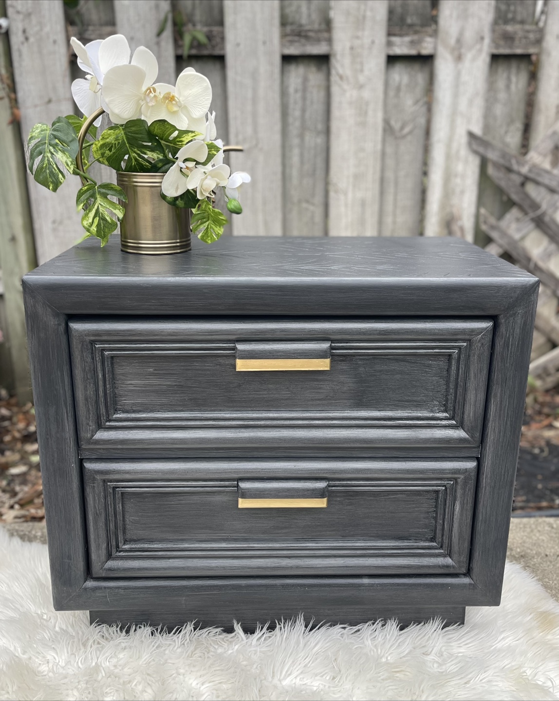 MCM nightstand redone in Brushed Gray Finish