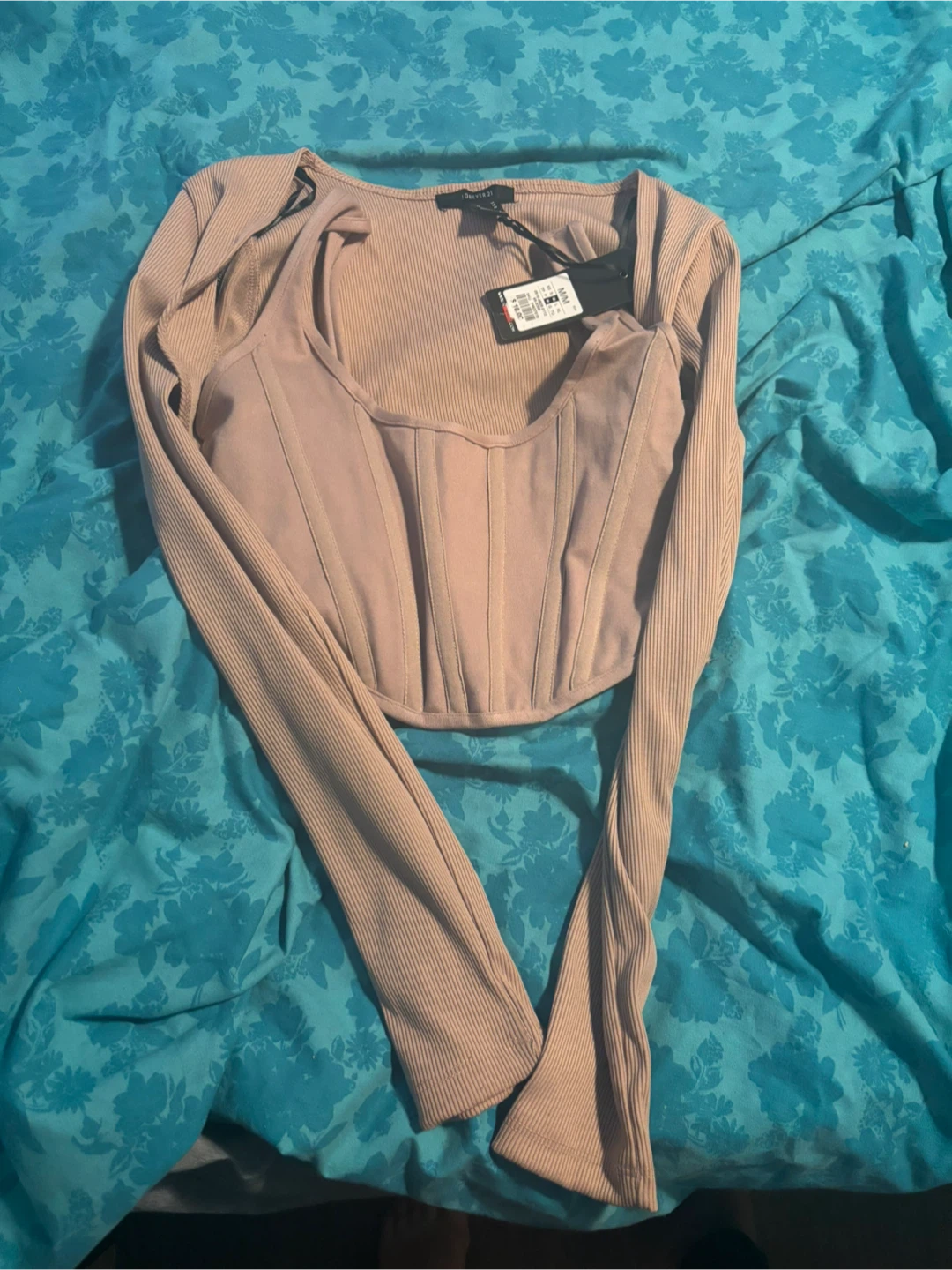 Forever 21 Long Sleeve Corset Top - Size M