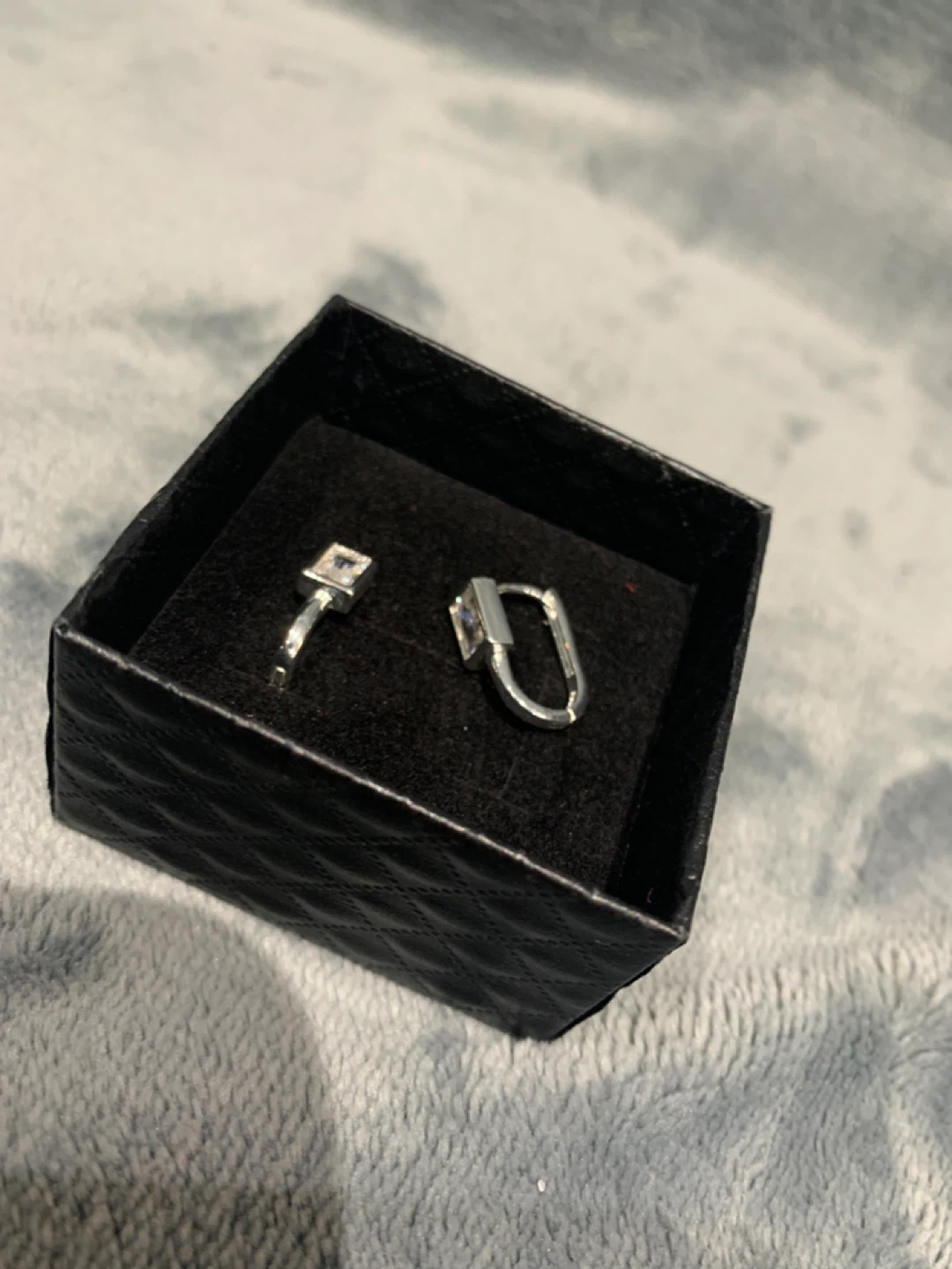 Silver S925  Earrings with Rectangular Stone - photo 2