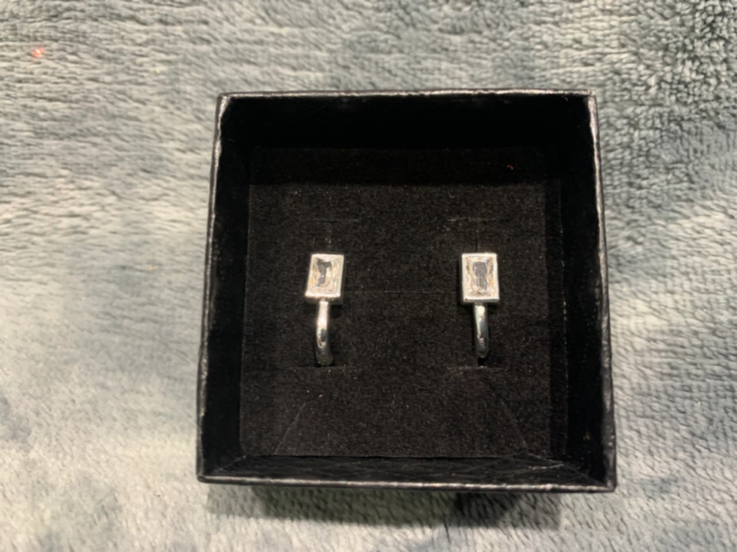 Silver S925  Earrings with Rectangular Stone