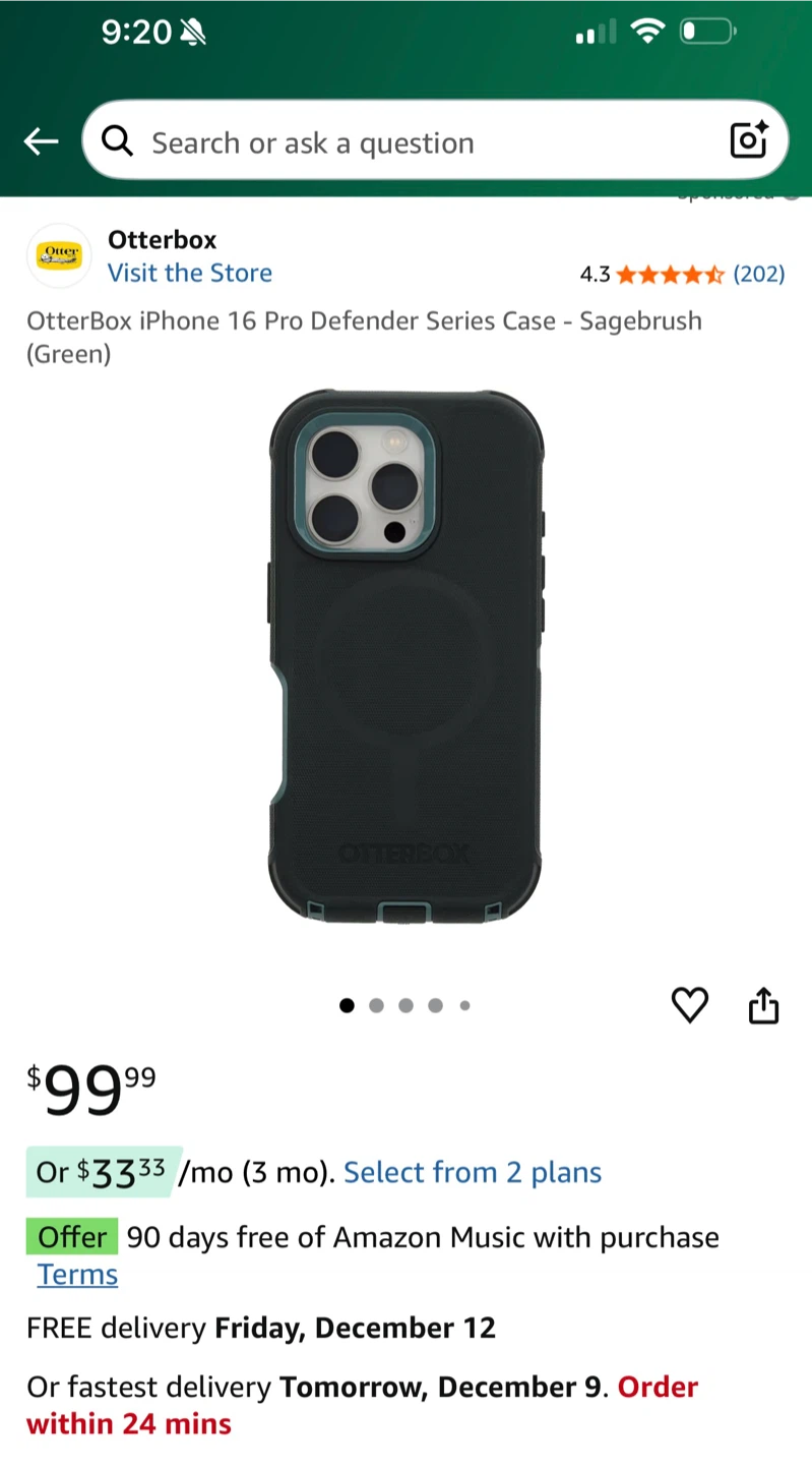 OtterBox iPhone 16 Pro Defender Series Case - Green