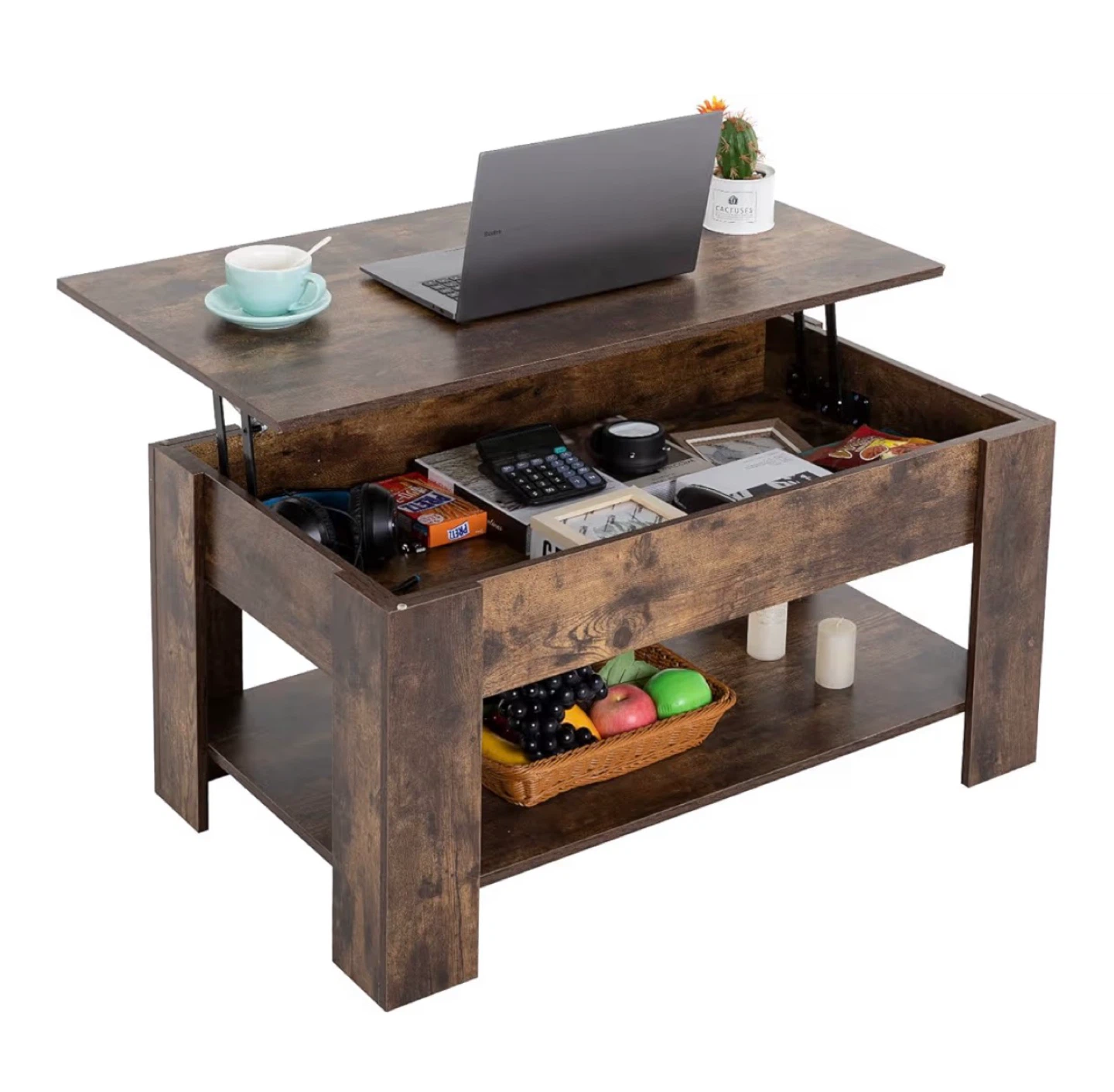 Lift Top Coffee Table - Rustic Brown - photo 3