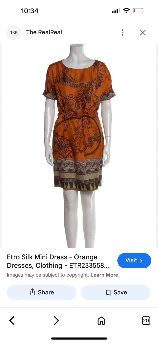 Etro Silk Mini Dress - Orange, Size 44