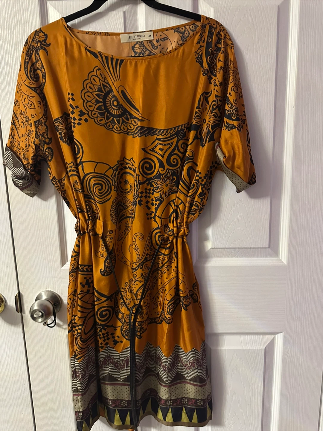 Etro Silk Mini Dress - Orange, Size 44 - photo 3