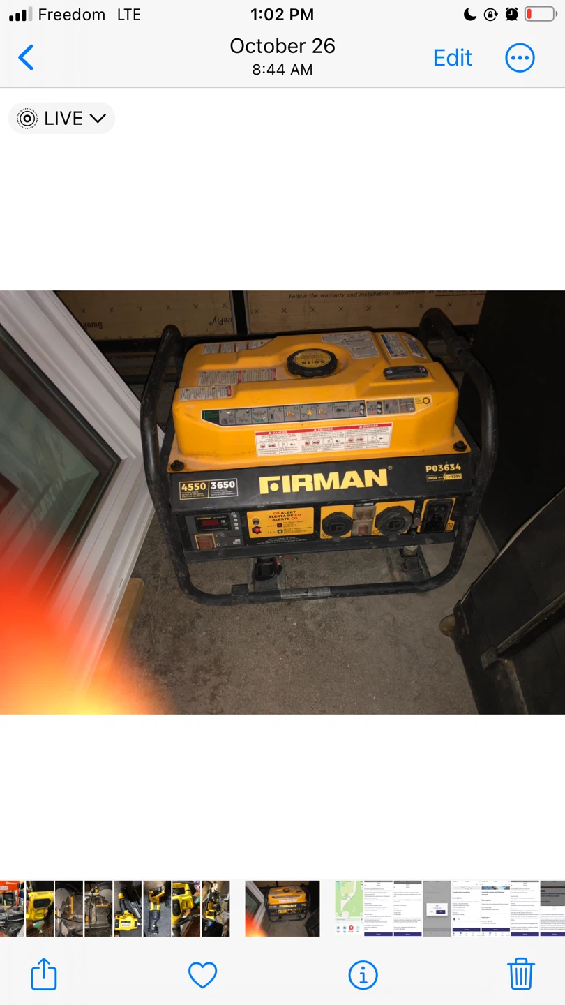 Firman P03634 Generator - 4550/3650 Watts