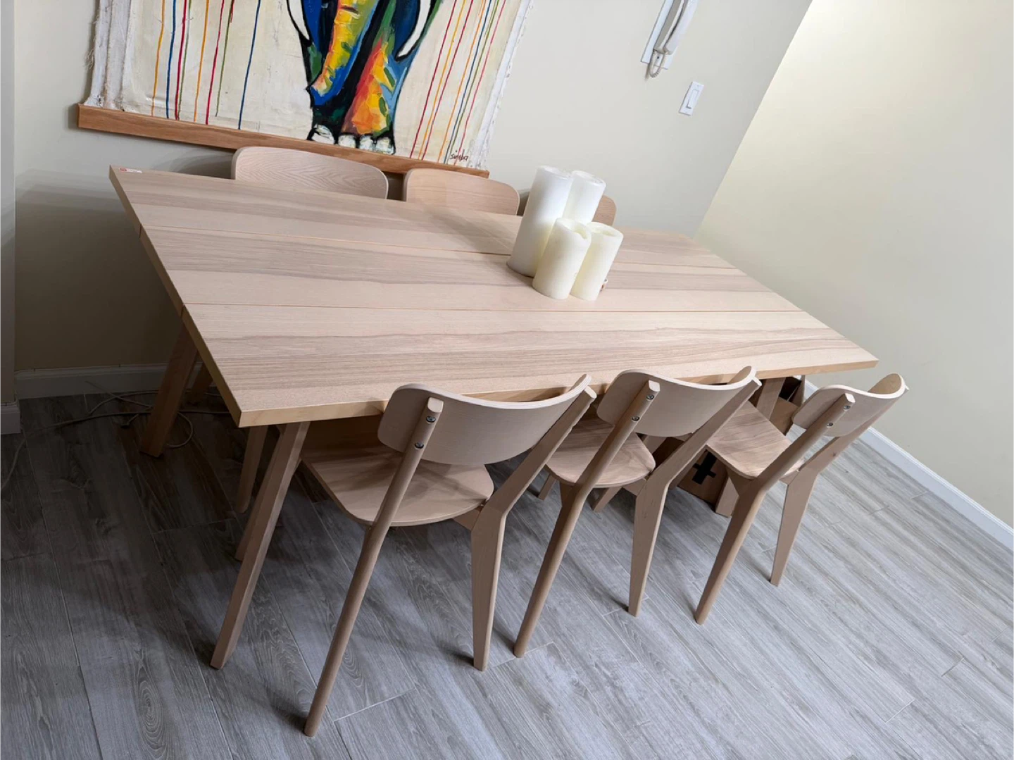 Dining Table with 6 Chairs - Light Wood