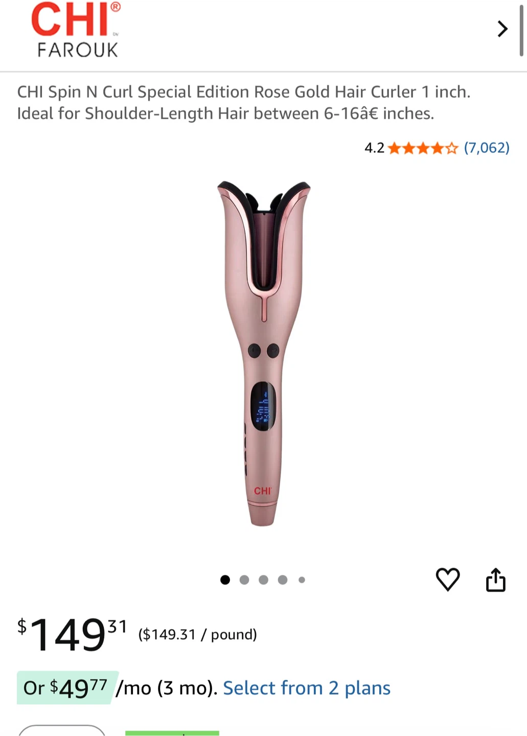 CHI Spin N Curl Rose Gold Hair Curler - New!