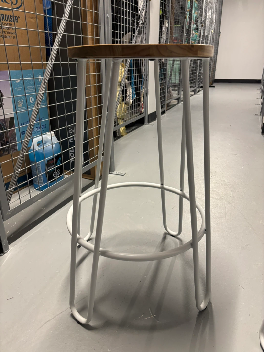 Set of Two Wood and White Stools - photo 2