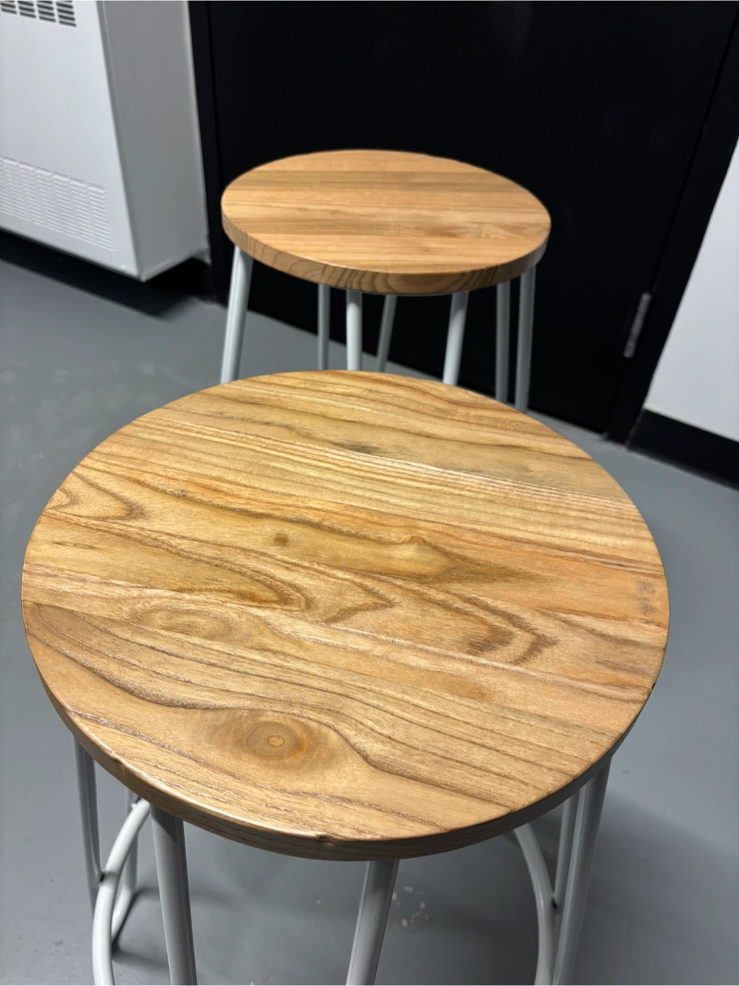 Set of Two Wood and White Stools - photo 4
