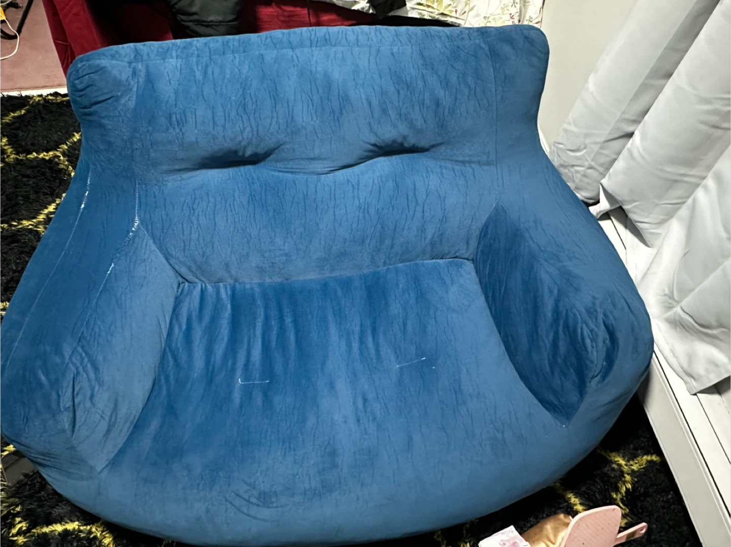 Blue Cordaroy Bean Bag Chair - photo 2