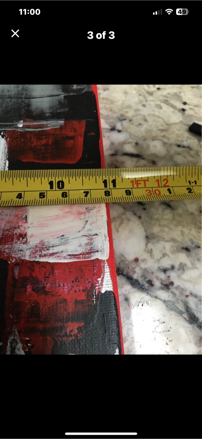 Abstract Painting - Red, Black, White - 14"x11" - photo 3