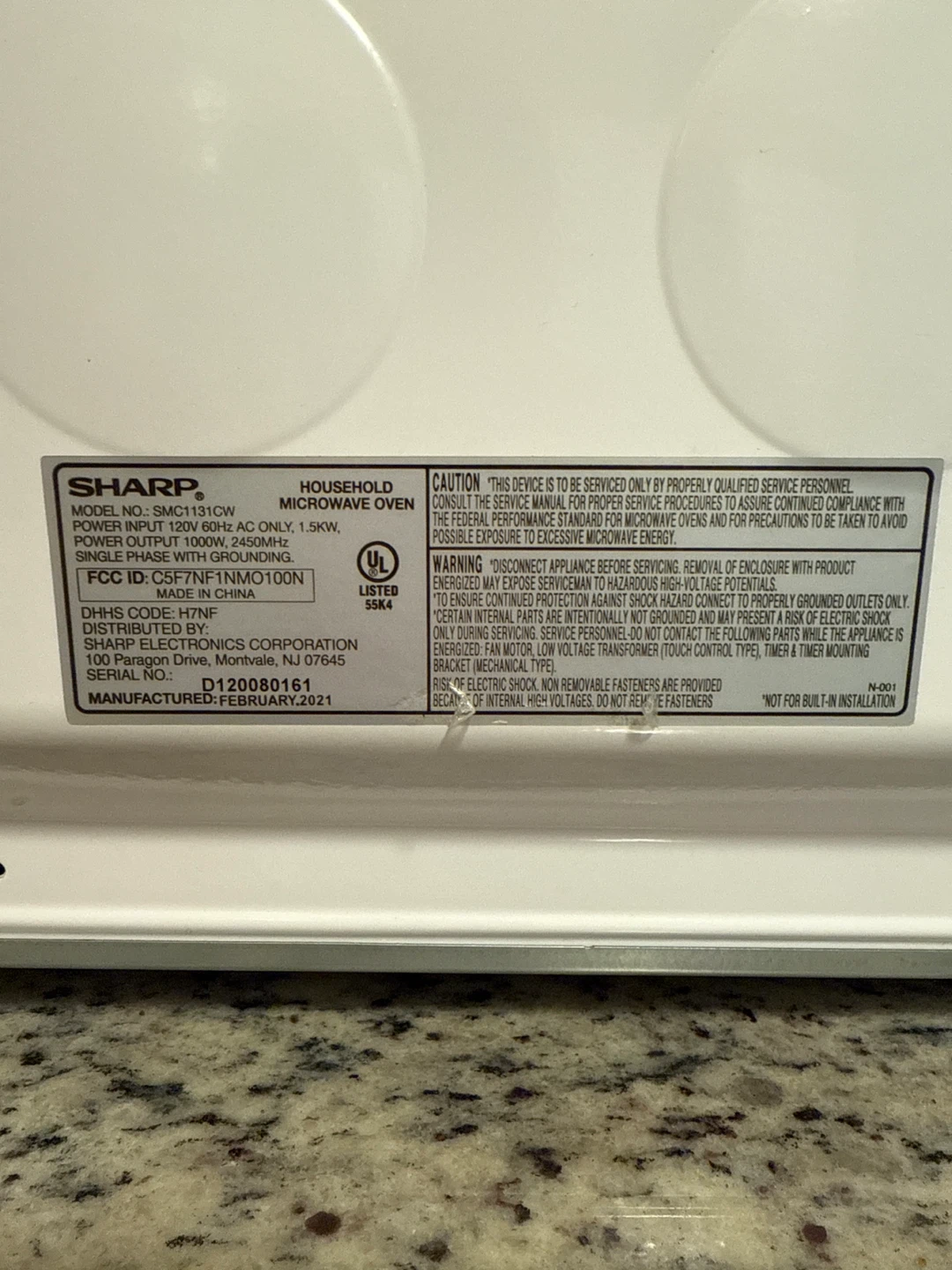 Sharp SMC151CW Household Microwave Oven - photo 5