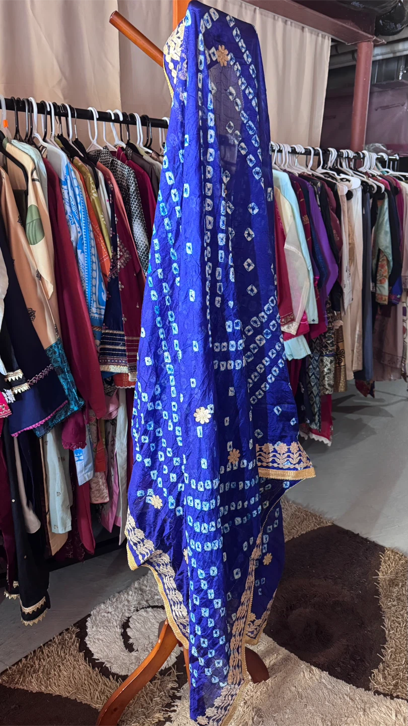 Blue Bandhani Dupatta - photo 3