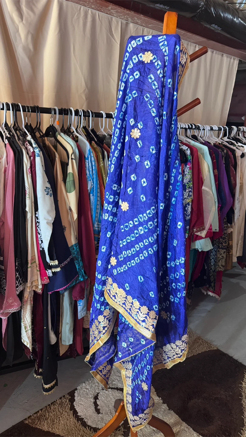 Blue Bandhani Dupatta - photo 2