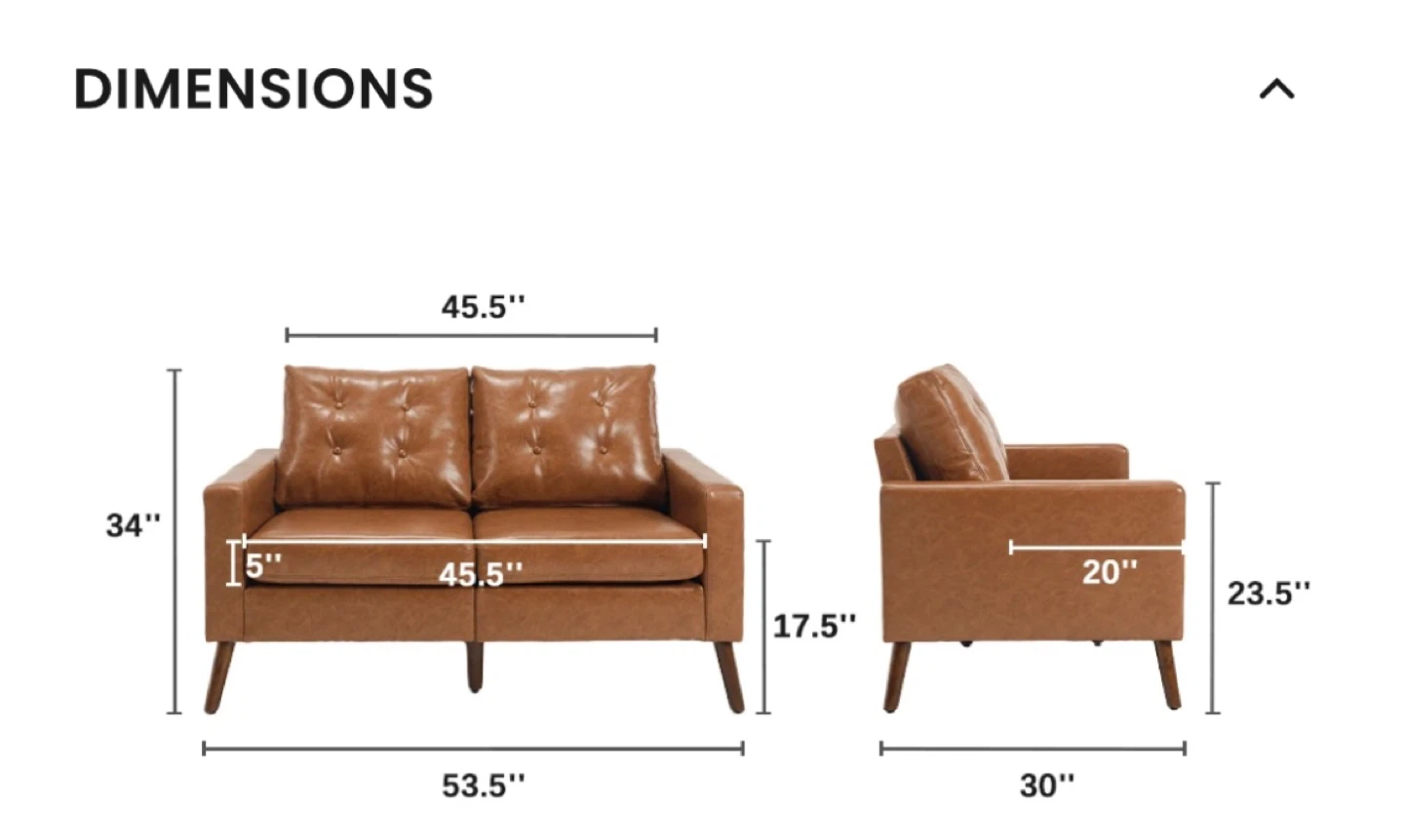 Brown Faux Leather Loveseat Sofa - photo 2