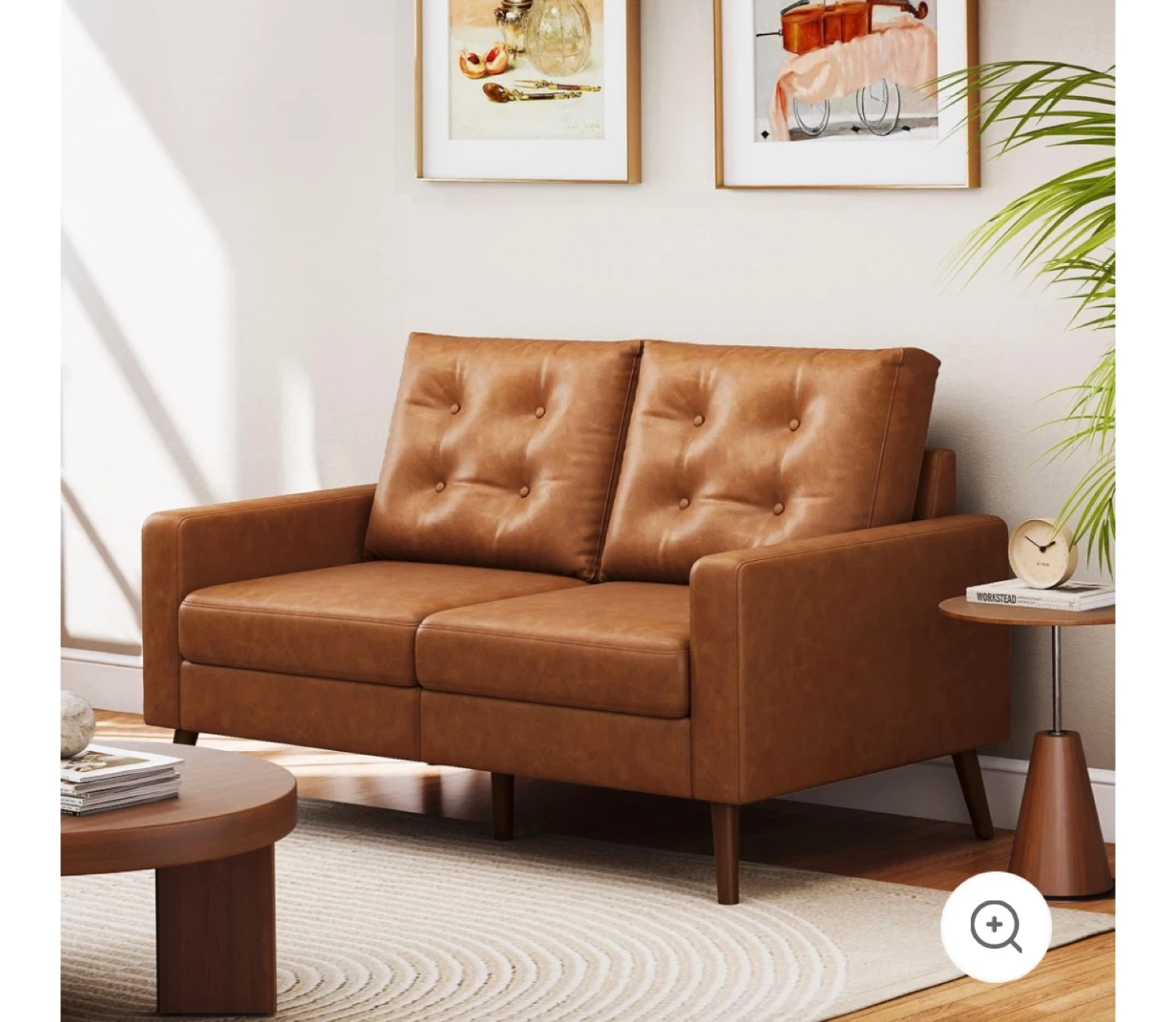 Brown Faux Leather Loveseat Sofa - photo 3