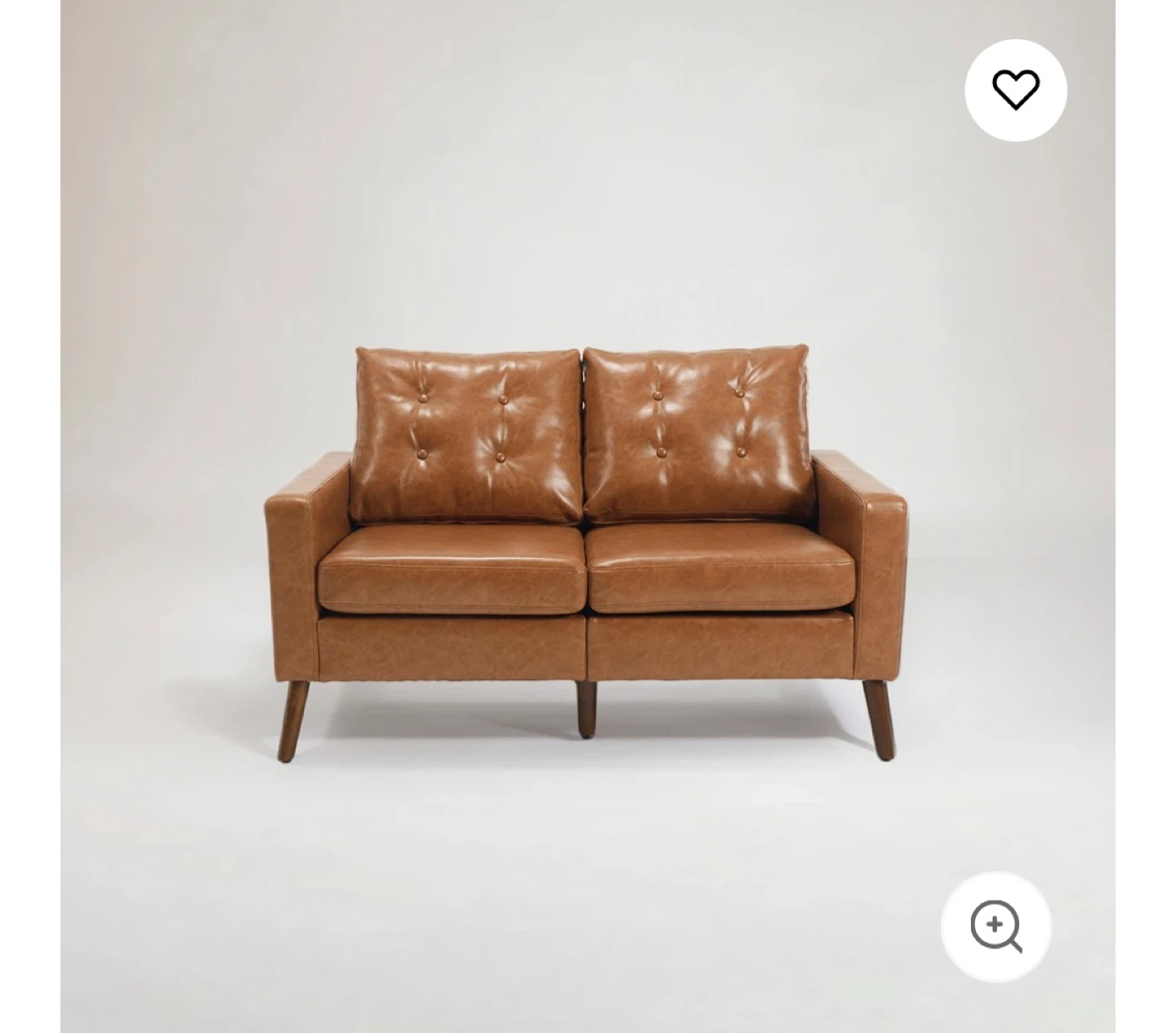 Brown Faux Leather Loveseat Sofa