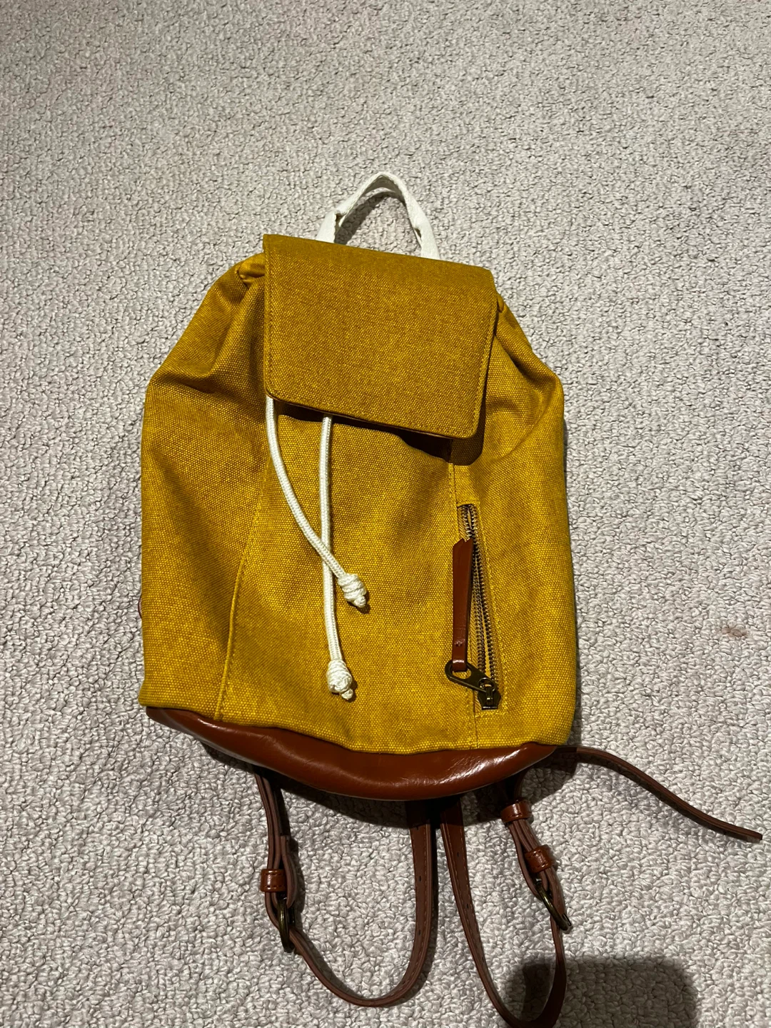 Mini Backpack - Mustard Yellow & Brown