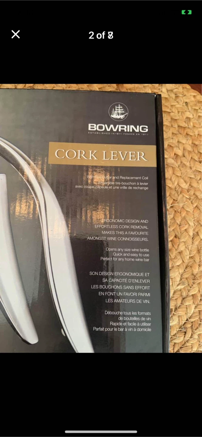 Bowring Cork Lever with Foil Cutter - New in Box! - photo 2