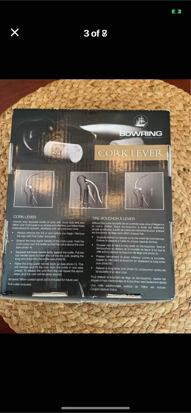 Bowring Cork Lever with Foil Cutter - New in Box! - photo 3