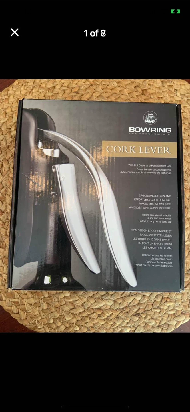 Bowring Cork Lever with Foil Cutter - New in Box!