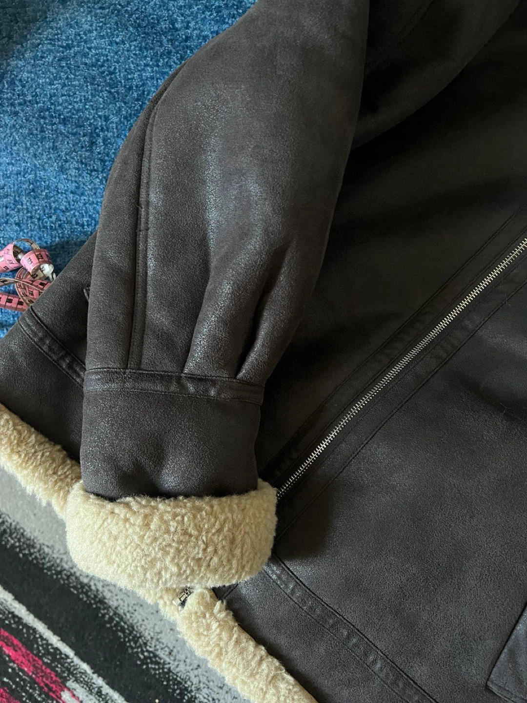 Brown Shearling Aviator Jacket Mango - photo 5