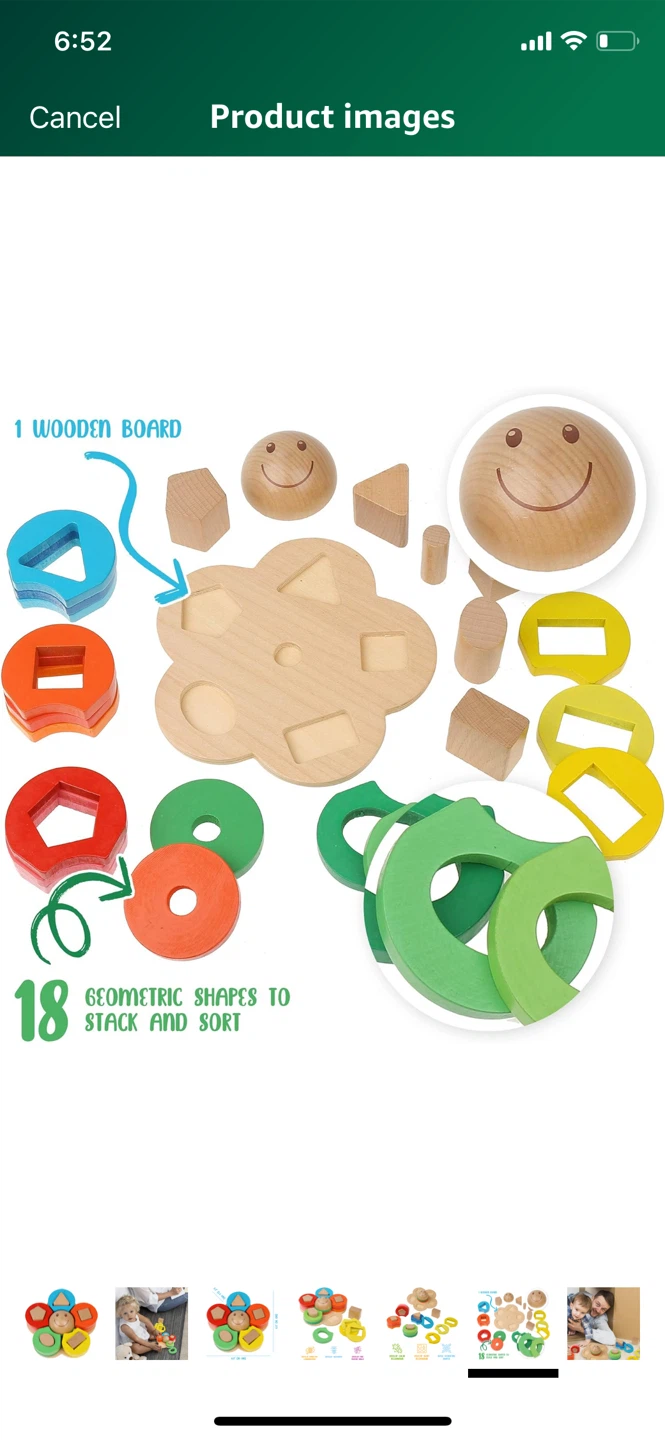 Wooden Geometric Shape Sorter Staking Toy -NEW In Box - photo 4