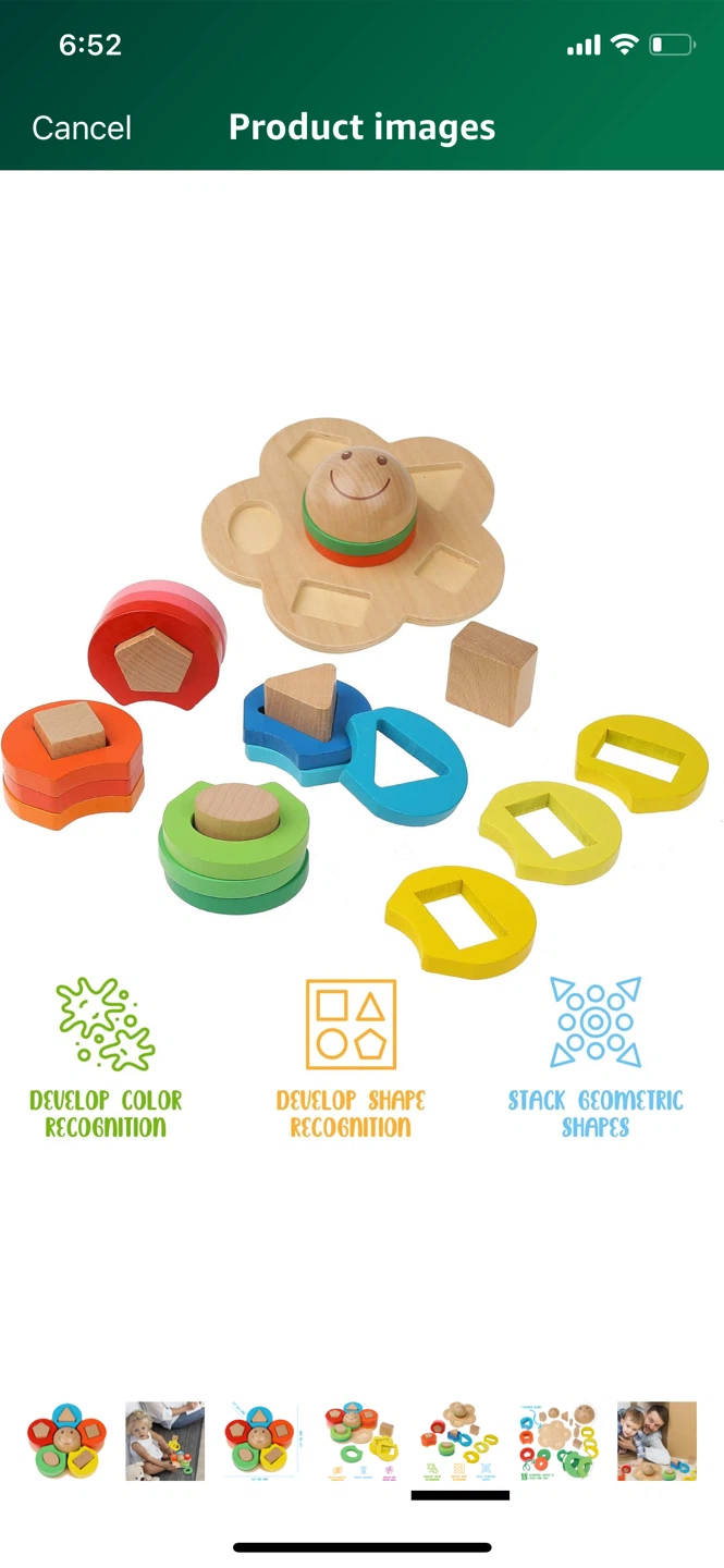 Wooden Geometric Shape Sorter Staking Toy -NEW In Box - photo 3
