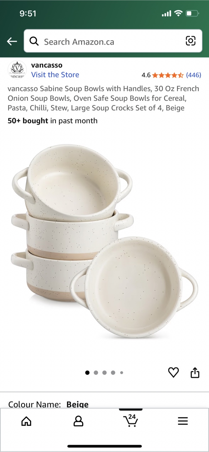 30 Oz Soup Bowls - Set of 4, Beige
